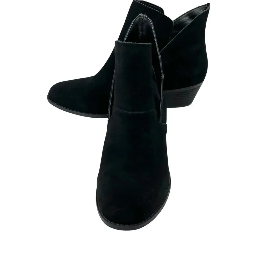 Me Too Zena14 Size 7.5M Women’s Black Suede Leather Ankle Booties New In Box